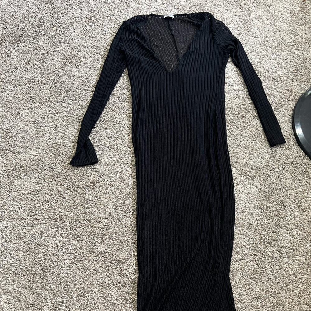 Black Peekaboo Bathing Suit Cover Dress
